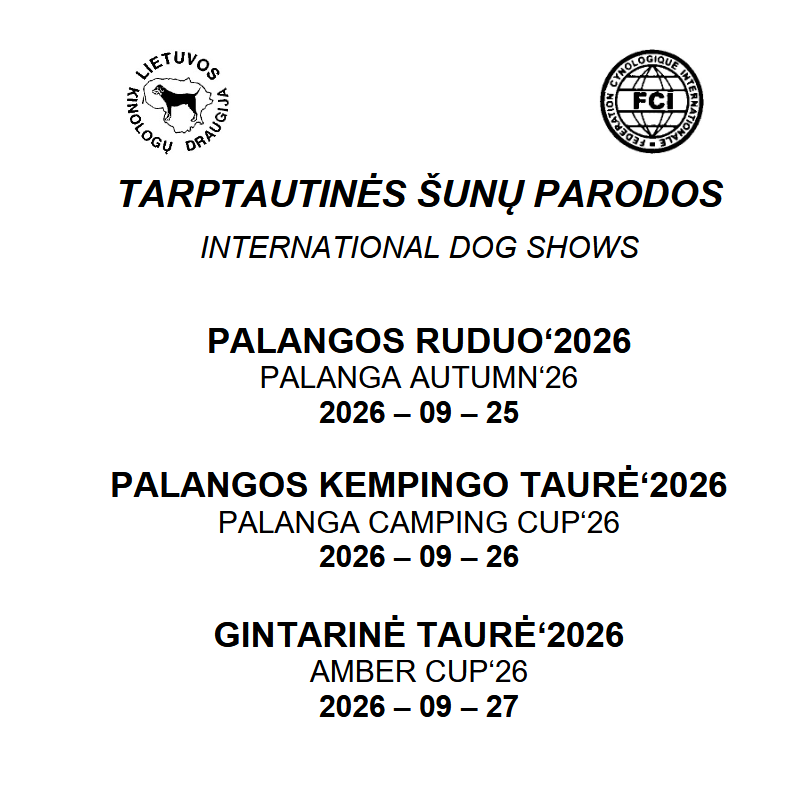 Tarptautinė visų veislių COMPENSA TAURĖ’2026 (CACIB)