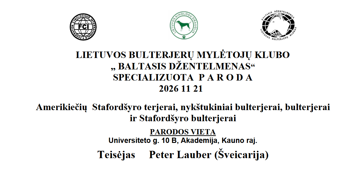 Bulterjerų paroda 2026 - specializuota paroda „Baltasis džentelmenas“