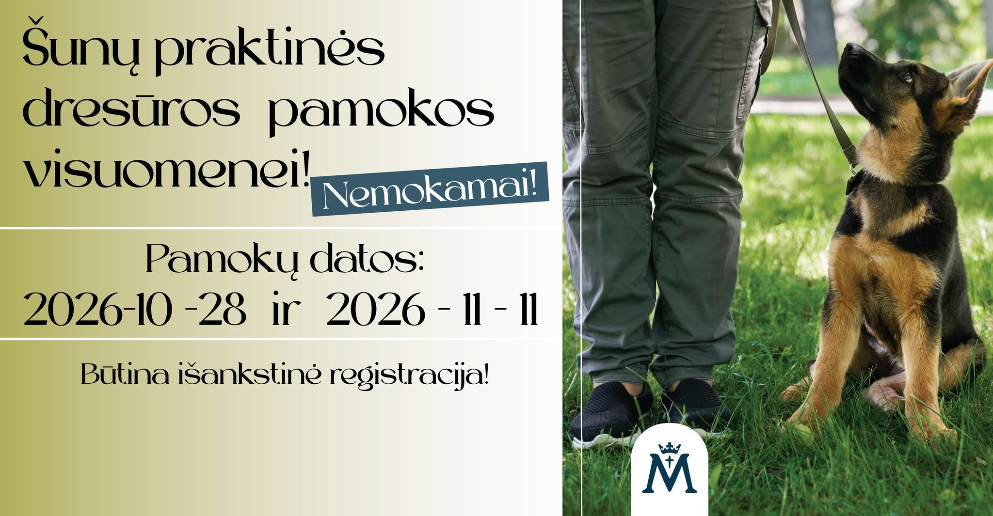 NEMOKAMOS PRAKTINĖS ŠUNŲ DRESŪROS PAMOKOS VISUOMENEI